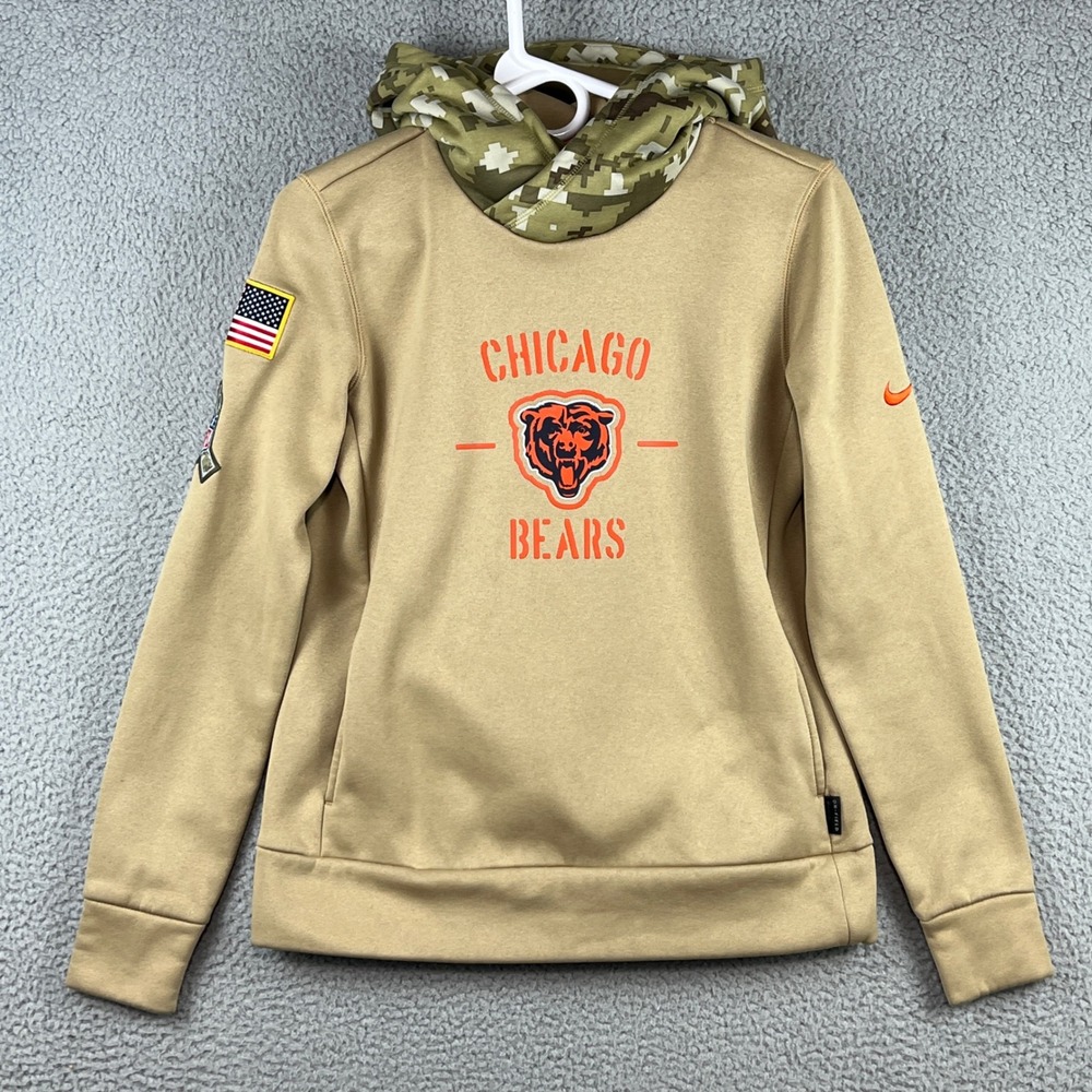 Nike Chicago Bears Salute to Service Hoodie Tan Camo NFL AT7915-297 Mens Small